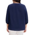 thumbnail image 4 of GRACE & GRANDEUR Women's Plus Size Tops Work Round Neck Ruffle Chiffon Blouse Office Top 2X Navy Blue, 4 of 6