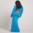 thumbnail image 3 of Robe de Soirée Longue en Tricot Uni à Manches Longues pour Femmes, 3 of 5