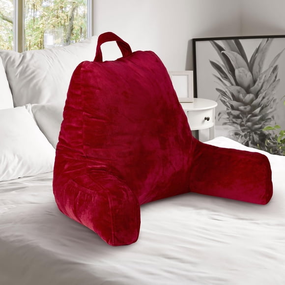 Cheer Collection TV & Reading Pillow Chair - Foam Filled Chair Pillow with Arms and Handle for Bed & Couch - Machine Washable, Maroon (Large)