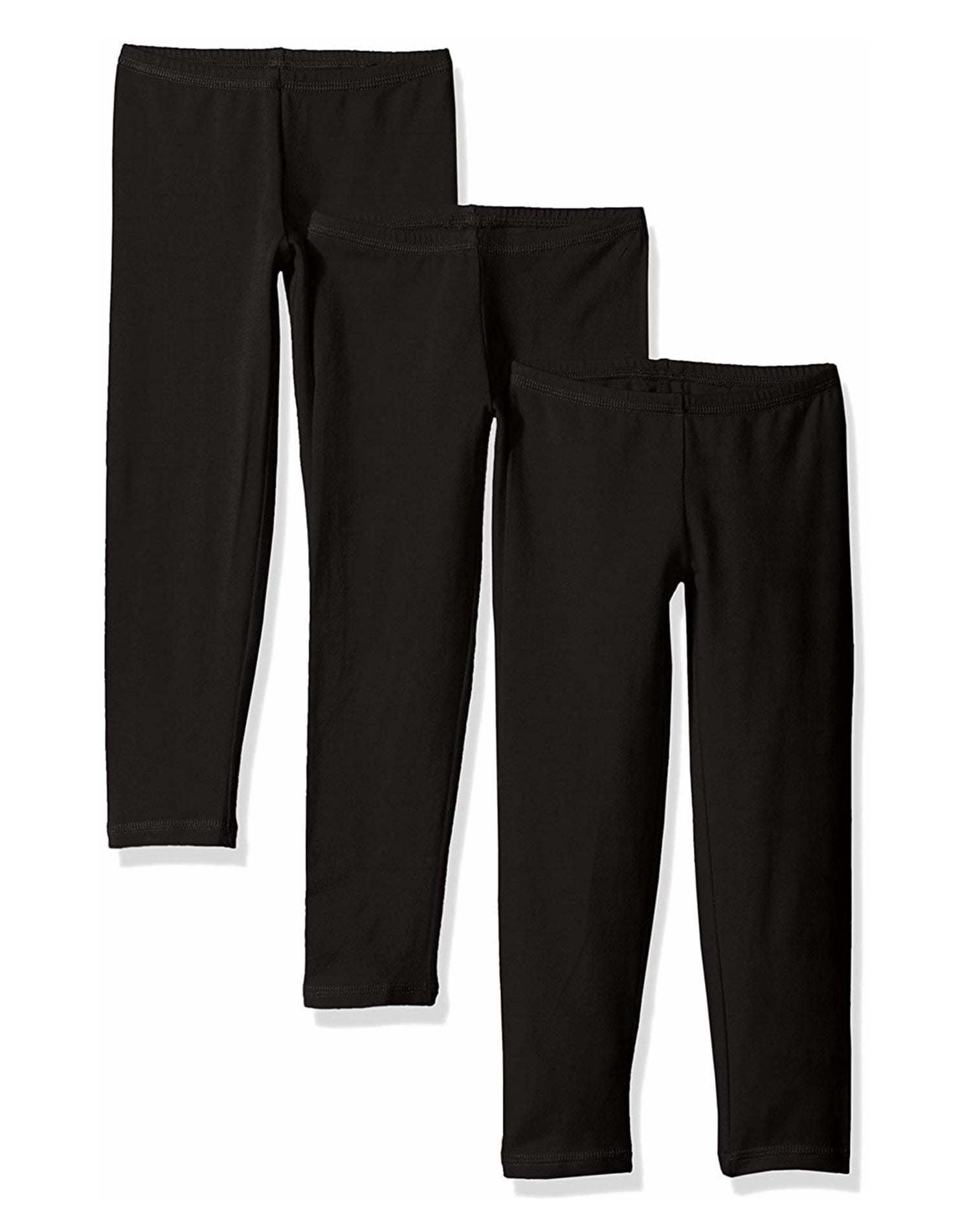Hanes Girls Jersey Legging 3-Pack, M, Black