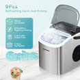 thumbnail image 4 of EUHOMY Countertop Ice Maker Machine with Handle, 26lbs Per Day, 9 Ice Cubes Ready in 6 Mins, Auto-Cleaning Portable Ice Maker with Basket and Scoop, for Home/Kitchen/Camping/RV (Silver), 4 of 4