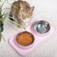 thumbnail image 3 of Cat Bowl Set No-spill Double Pet Feeder Bowl Kitten Water Bowl with Non-slip Mat, 3 of 10