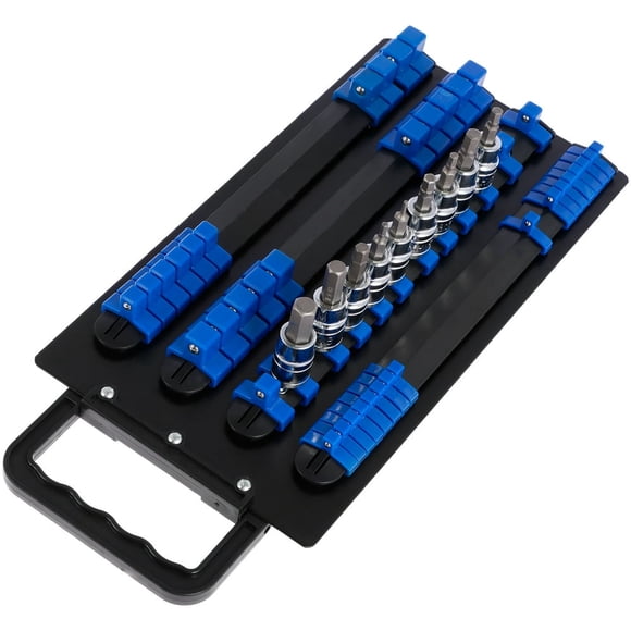 MesaSe 48PCS Portable Socket Organizer Tray Heavy Duty Socket Holder with Handle ABS Socket Tray Wall and Tool Cart Mounted