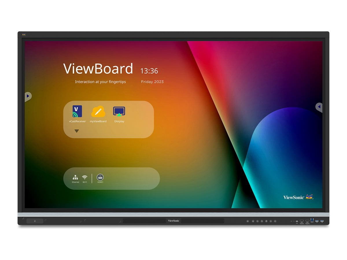 ViewSonic ViewBoard IFP5551 - 55" Diagonal Class LED-backlit LCD display - interactive - with touchscreen (multi touch) / 8-microphone array / optional slot-in PC capability - 4K UHD (2160p) 3840 x 2160 - Direct LED - B2B - with ViewSonic VB-WIFI-005 Adapter