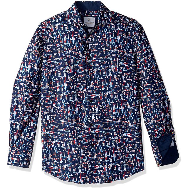 Azaro Uomo Chemise Habillée à Manches Longues Style Italien pour Homme, Décontractée, Boutonnée, Bleu Macho, m