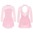thumbnail image 4 of Linjinx Filles Enfants Justaucorps Robe de Danse Ballet à Manches Longues en Maille à Strass Assemblée Costume de Compétition de Patinage Artistique Rose 8, 4 of 5