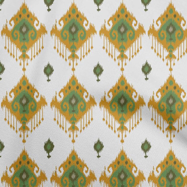 oneOone Polyester Spandex Dark Mustard Fabric Asian Ikat Craft Projects Decor Fabric Printed By The Yard 56 Inch Wide-9232