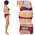 thumbnail image 2 of Fashion Women's Lace Splicing Halter Padding Tank Bikini Set, Wine, 2 of 6