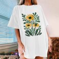 thumbnail image 1 of FcBaudy Hauts pour Femmes, Chemises pour Femmes, Chemisiers et Chemises à Manches Courtes à Col Rond pour Femmes, T-Shirts Décontractés à Imprimé de Fleurs à Manches Courtes, Blouse Surdimensionnée en Polyester pour Femmes, 1 of 7