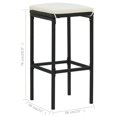 thumbnail image 4 of vidaXL Bar Stools with Cushions 4 pcs Black Poly Rattan, 4 of 5
