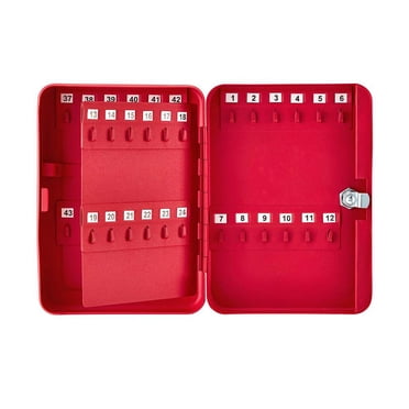 AdirOffice 30 Key Steel Secure Cabinet with Key Lock, Red (2 pack)