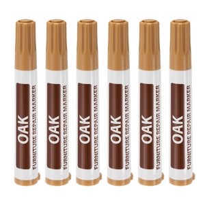 Uxcell Furniture Réparation des marqueurs de bois 6 Pack Chêne Touch Up Sticks de remplissage Marqueurs de peinture à base d'huile
