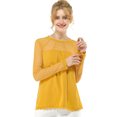 thumbnail image 2 of INSPIRE CHIC Blouses Décontractées pour Femmes à Col Rond en Dentelle Florale à Manches Longues en Chiffon Hauts L Jaune, 2 of 8
