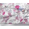 thumbnail image 2 of Soimoi Toile de Crêpe de Polyester Rose Feuilles & Fleurs Roses Imprimés par Yard 52 Pouces de Large, 2 of 3
