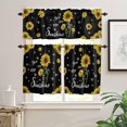 thumbnail image 1 of Sunshine Sunflower 3 PCS Kitchen Curtain Valance and Tiers Set,Rod Pocket Small Half Tier Valances Window Curtains Panel,Spring Flower Floral Summer Bee Heart Black 55"x36" (Set of 2 Tiers & Valance), 1 of 5