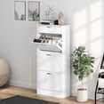 thumbnail image 2 of HOMCOM Armoire à Chaussures avec 3 Tiroirs Basculants, Armoire de Rangement pour Chaussures Étroite, Blanc, 2 of 10