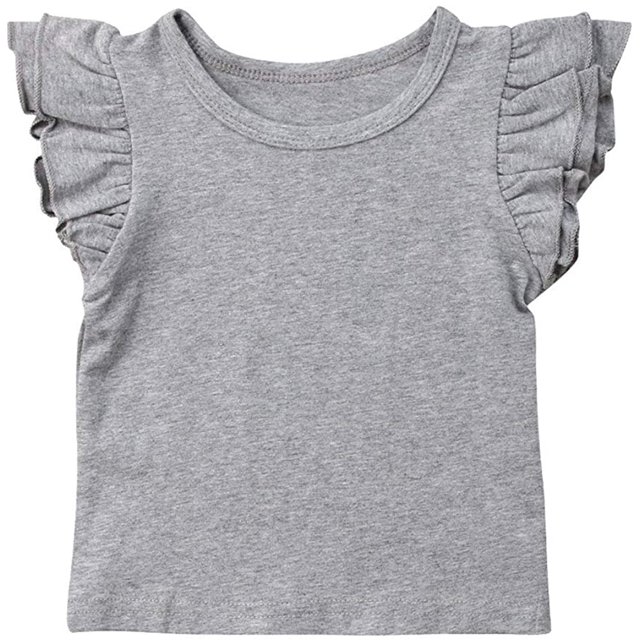 EYIIYE Baby Girl Ruffle Sleeve T-Shirt Top Basic Tee Summer Outfit