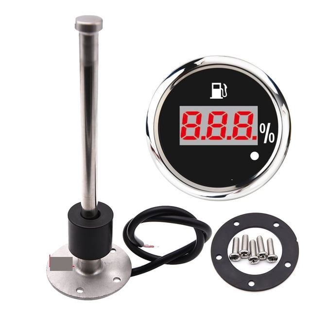 A 52mm Digital Fuel Level Gauge With Warning Light 0-190ohm Oil Tank Indicator Marine Fuel Level Sensor125 150 200 250 400 500mm ,Easy Setup
