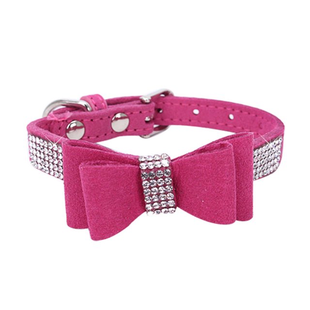 pitrice Bling Crystal Cat Collar Metal Adjustable Puppy Bow Tie Rhinestone Soft Collars Pet Supplies for Small Medium Dogs