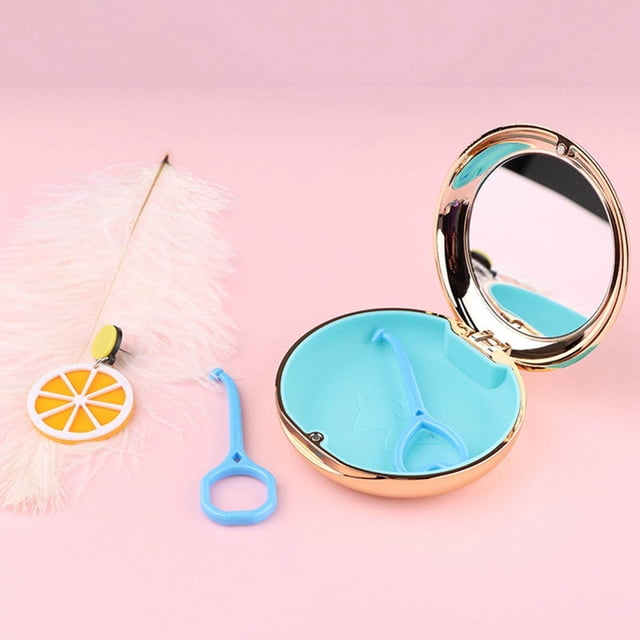 Travel Retainer Case with Mirror retainer case Mouth Guard Case Protection with Vent Holes Champagne Gold