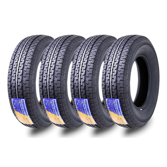 Free Country Grand Ride Set 4 Trailer Tires ST 205/75R14 8 Ply Load Range D Steel Belted Radial w/Featured Scuff Guard 8mm Tread Depth