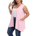 thumbnail image 4 of Plus Size Women Sleeveless Cardigan Open Front Lightweight Coat Draped Solid Color Long Vests with Pockets Short Cardigan 5XL, 4 of 7