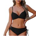 thumbnail image 1 of DPTALR Women Solid Color Sexy Backless Strap Bikini Swimsuit, 1 of 9