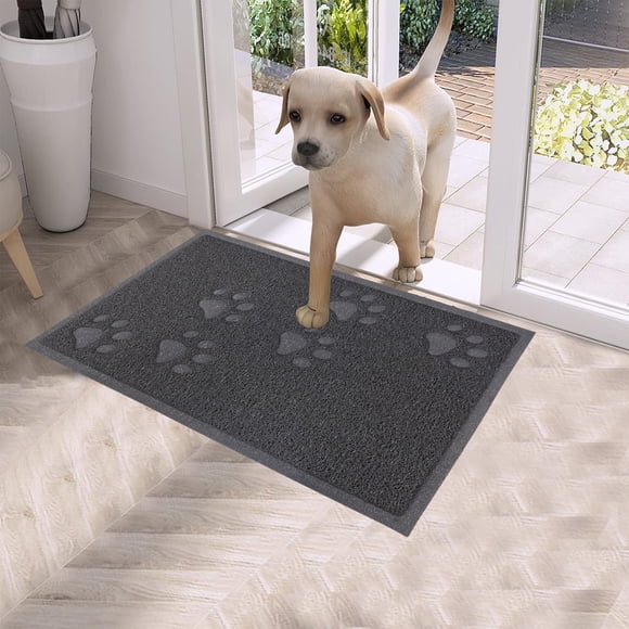 Door Mat 24x15.75 in Non-Slip Microfiber Entry Rug, Super Absorbent Shoe & Dog Mat, Washable Indoor Floor Mat for Muddy Wet Shoes and Paws, Gray