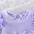 thumbnail image 4 of GPOECD Girls Long Sleeve Bowknot Solid Color Ruffles Romper Bodysuits with Headbands Outfits Long Sleeve Rompers for Girls Purple-j,3-6 Months, 4 of 7
