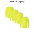 thumbnail image 1 of Radyan High Visibility Long Sleeve Safety T-Shirt - 12 Pack, 100% Polyester, Size: Adult, 1 of 5