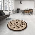 thumbnail image 4 of Ahgly Tapis d'Intérieur Lavable en Machine Carré Transitionnel Noir Brun, 6 Pieds Carré, 4 of 7