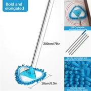 pstuiky Triangular Dusting Mop 180° Rotating Head for Ceiling & Walls Extendable Handle for Hard-To-Reach Areas Multi-Surface Wet & Dry Cleaning Washable & Reusable Microfiber Pad