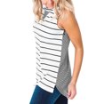 thumbnail image 4 of Women Stripe Print Round Neck High-Low Hem Side Split Tank Top, 4 of 12