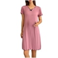thumbnail image 4 of FAIWAD Robe de Nuit à Manches Courtes pour Femmes, Douce et Rembourrée, Robe de Nuit d'Été Courte, Robe de Pyjama Confortable, Robe T-Shirt, 4 of 5