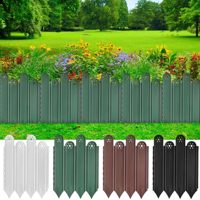 Vacemry 4Pcs Yard Fence Mini Plastic Garden Fencing, Decorative Flower Bed Edging and Border for Lawn Patio Backyard, Home Landscape Yard Decor and Plants Protection