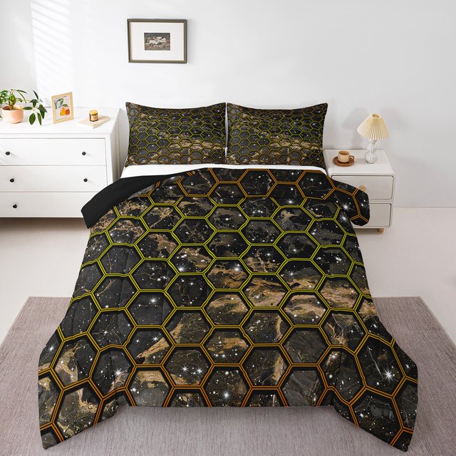 Erosebridal Geometry Bedding Full Comforter Set, Bling Stars Down Comforter, Octer Space Room Decor, Microfiber 3-Piece