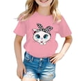thumbnail image 1 of PMVFHDE T-Shirts d'Été Décontractés pour Filles, T-Shirt Mignon à Motif pour Fille, Col Rond, Manches Courtes, T-Shirt d'Été Décontracté Rose, 5-6 Ans, 1 of 5