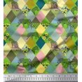 thumbnail image 1 of Soimoi Tissu Satin Modal Imprimé Léopard & Argyle Patchwork 1 Yard 42 Pouces de Large, 1 of 3