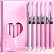 Uscallm Straight Liquid Ballpoint Pen 0.5mm Fast Drying High Capacity Ink Teen Exam Gel Pens Office Study Supplies 6-Pack Macaroon Color Sign Pens