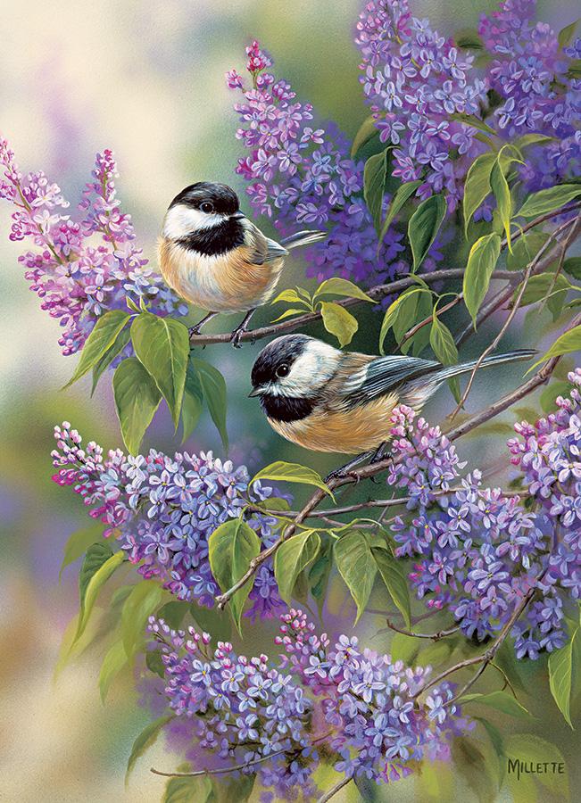 Outset Media Chickadees & Lilacs 1000 Piece Adult Puzzle