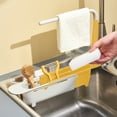 thumbnail image 1 of Retractable Water Filter Rack Basket - Expandable Sink Mounted organizer Multi-Functional Drying Rack & Utensil Holder Sturdy, Yellow, JKODE, 1 of 9