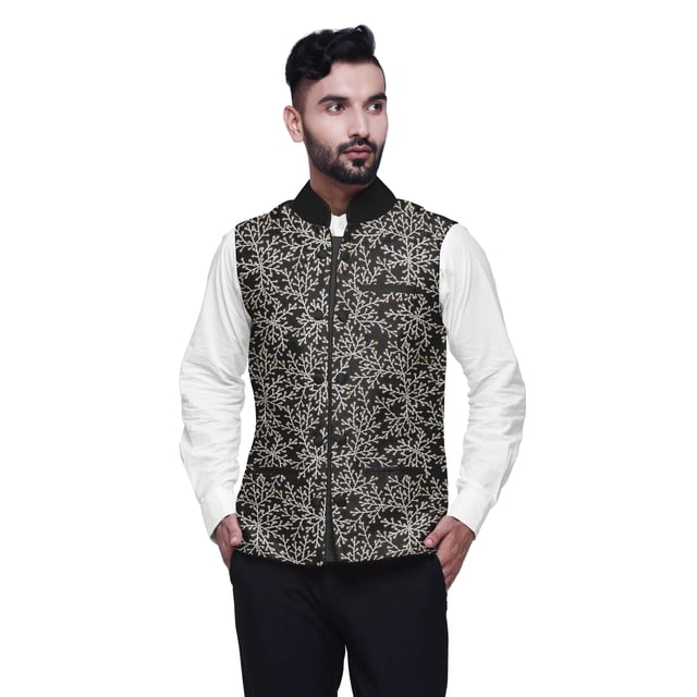 Atasi Fruits Printed Wedding Jackets For Men Nehru Jacket Waist Coat For Wedding & Festive Season-Small