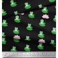 thumbnail image 2 of Soimoi Rayon Fabric Lotus & Frog Kids Print Fabric by Yard 56 Inch Wide, 2 of 3