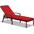thumbnail image 4 of Gymax 2PCS Adjustable Patio Rattan Chaise Recliner Lounge Chair w/ Red Cushion, 4 of 7