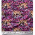 thumbnail image 1 of Soimoi Modal Satin Fabric texture,leaves & tiger Animal Print Sewing Fabric Yard 42 Inch Wide, 1 of 1