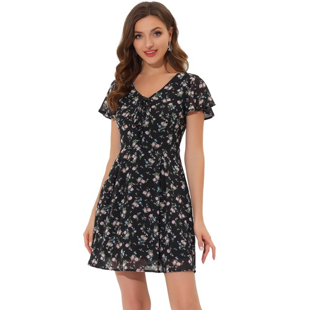 INSPIRE CHIC Robe en Mousseline à Lacets à Fleurs pour Femme