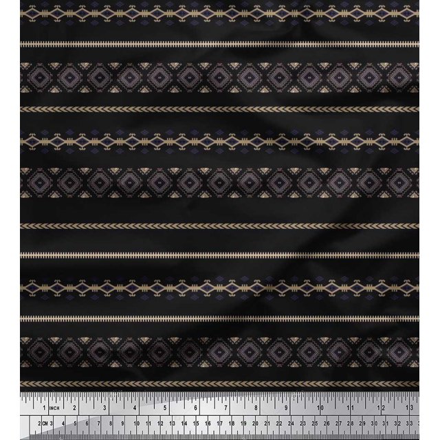 Soimoi Poly Georgette Fabric Geometric Southwestern Fabric Prints by Yard 42 Inch Wide