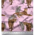 thumbnail image 1 of Soimoi Modal Satin Fabric Leaves & Leopard Animal Printed Craft Fabric by The Yard 42 Inch Wide, 1 of 1
