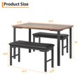 thumbnail image 3 of Retro 3-Piece 4-Seater Dining Set, Kitchen Table with 2 Padded Storage Benches, Space-Saving Furniture for Breakfast Nooks, 3 of 6