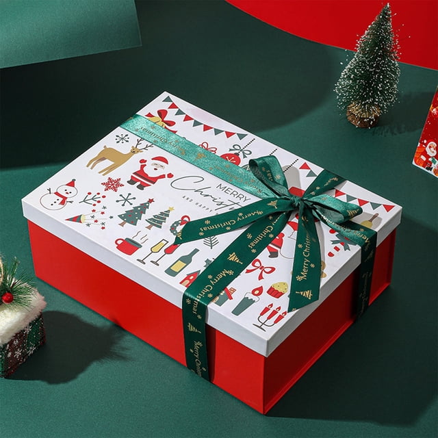 Nilvkv Red Christmas Gift Box Ribbon Box Christmas Eve Candy Packaging Box Scarf Gloves Holiday Gift Boxes